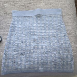 Chic Light Blue Knit Mini Skirt